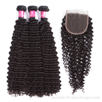 Cheap 10a Grade Wholesale Vendors Mink Human Hair Weave kinky Curly Virgin Brazilian Hair Bundles with Lace Fontals Closure
